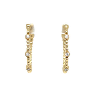 Yellow Gold Hoop Earrings With Bezel-Set Station Diamonds