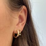 Yellow Gold Hoop Earrings With Diamonds