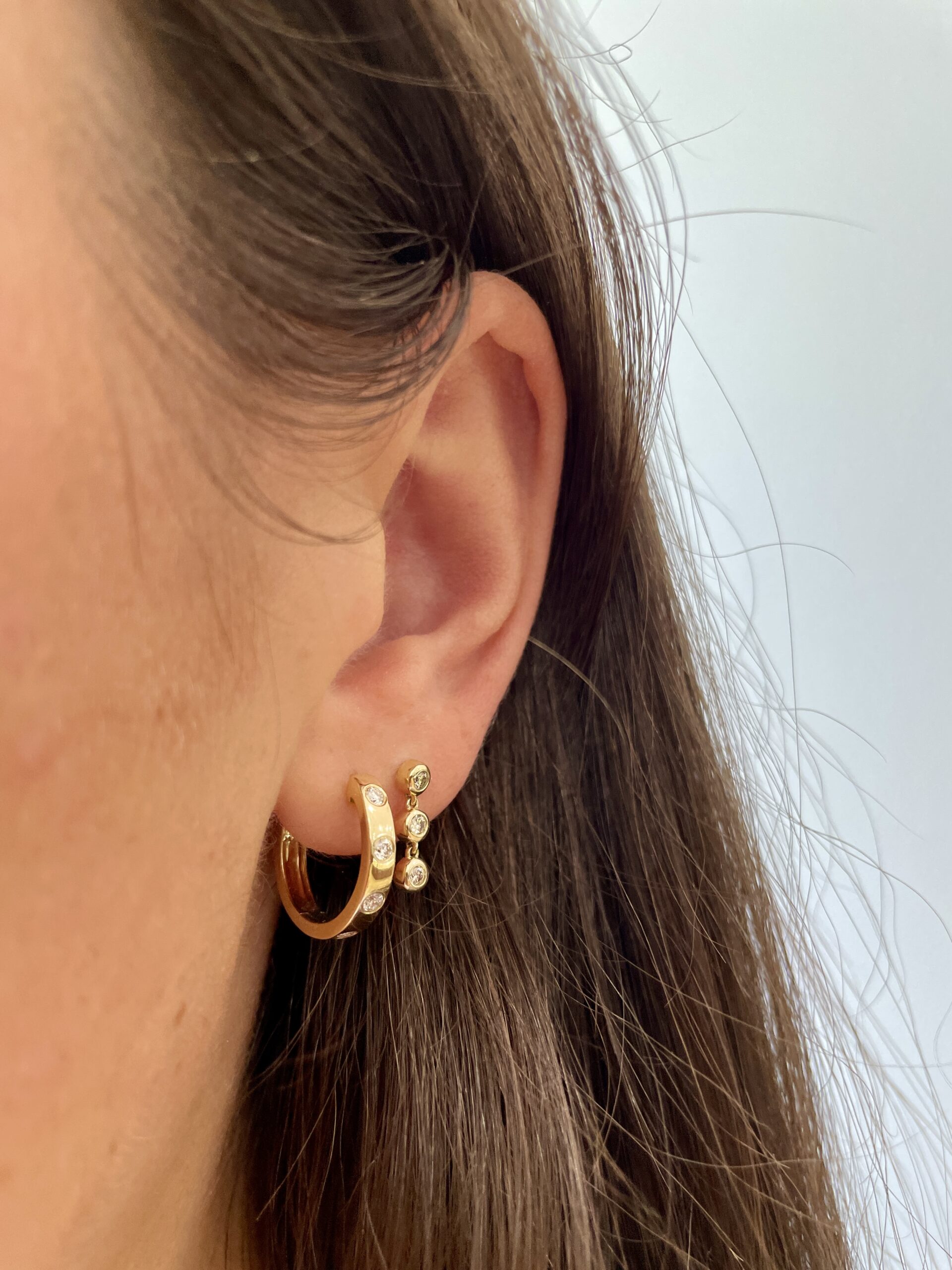 Yellow Gold Hoop Earrings With Diamonds
