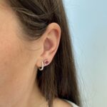 White Gold Huggie Hoop Earrings With Diamonds