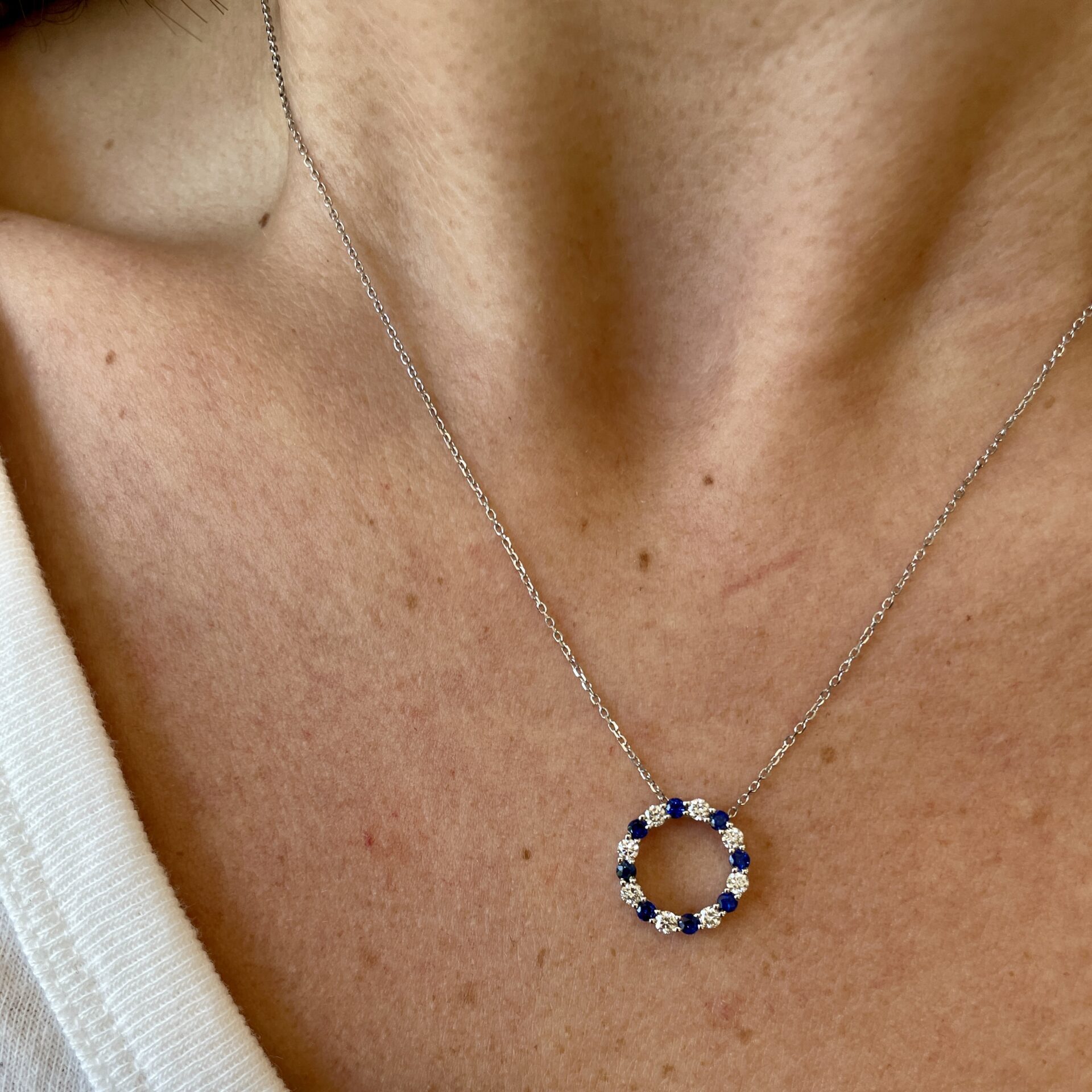White Gold Sapphire and Diamond Necklace