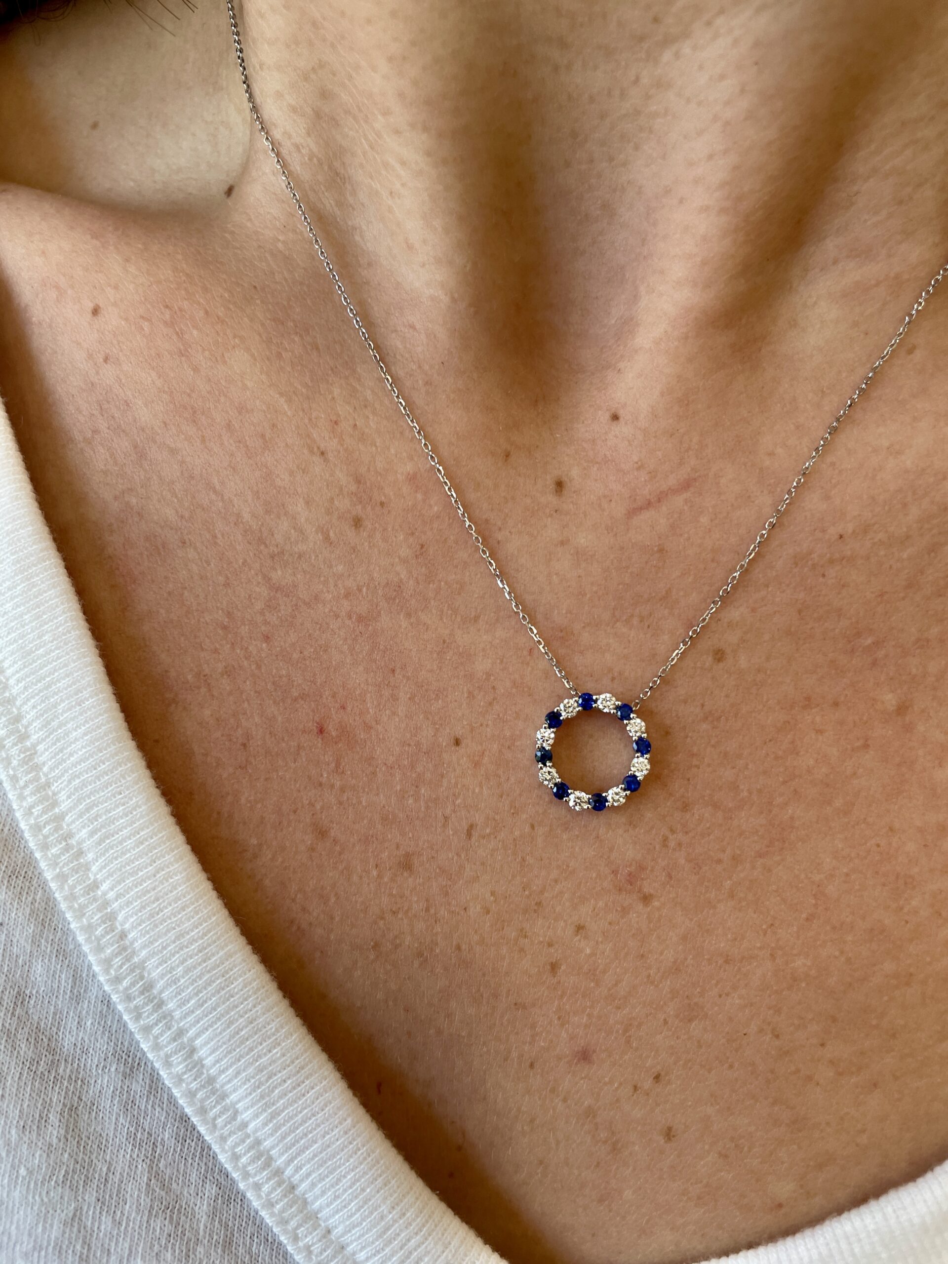 White Gold Sapphire and Diamond Necklace