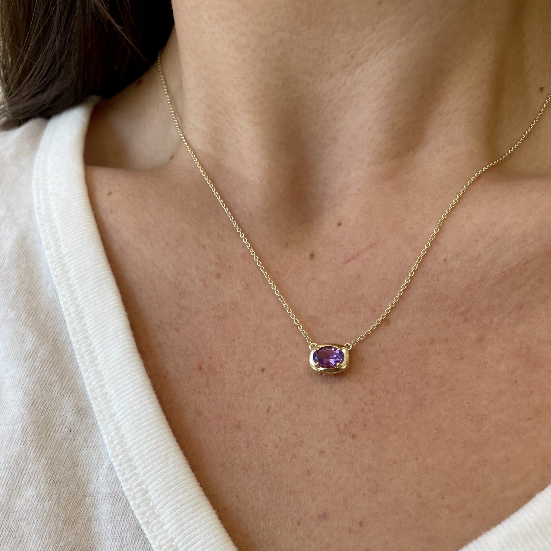 Yellow Gold Amethyst Necklace