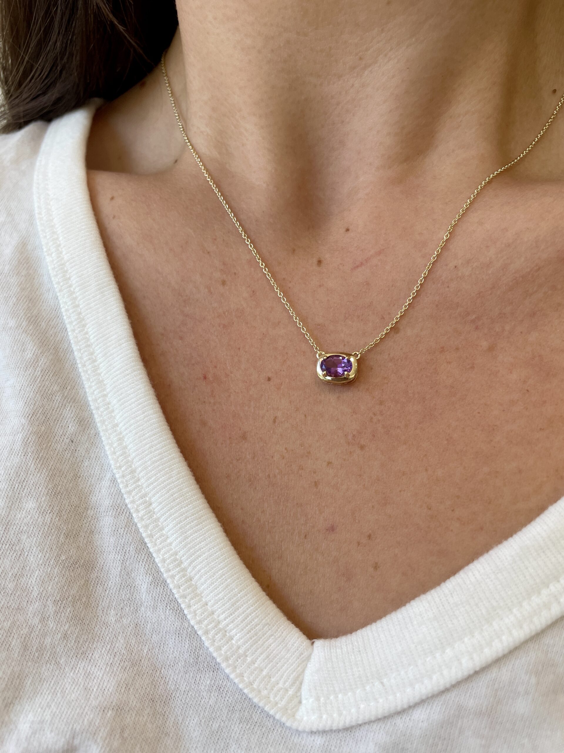 Yellow Gold Amethyst Necklace