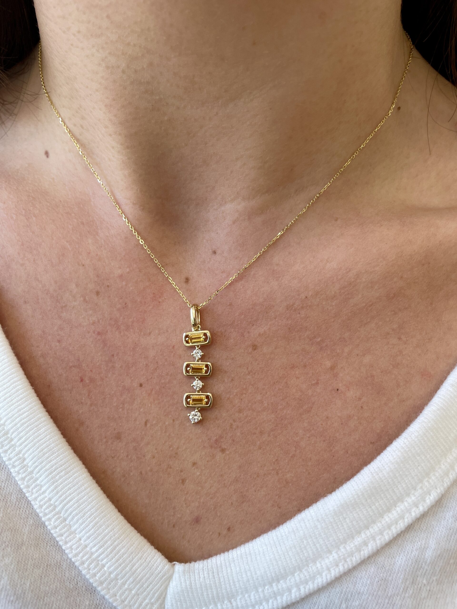 Yellow Gold Citrine and Diamond Necklace