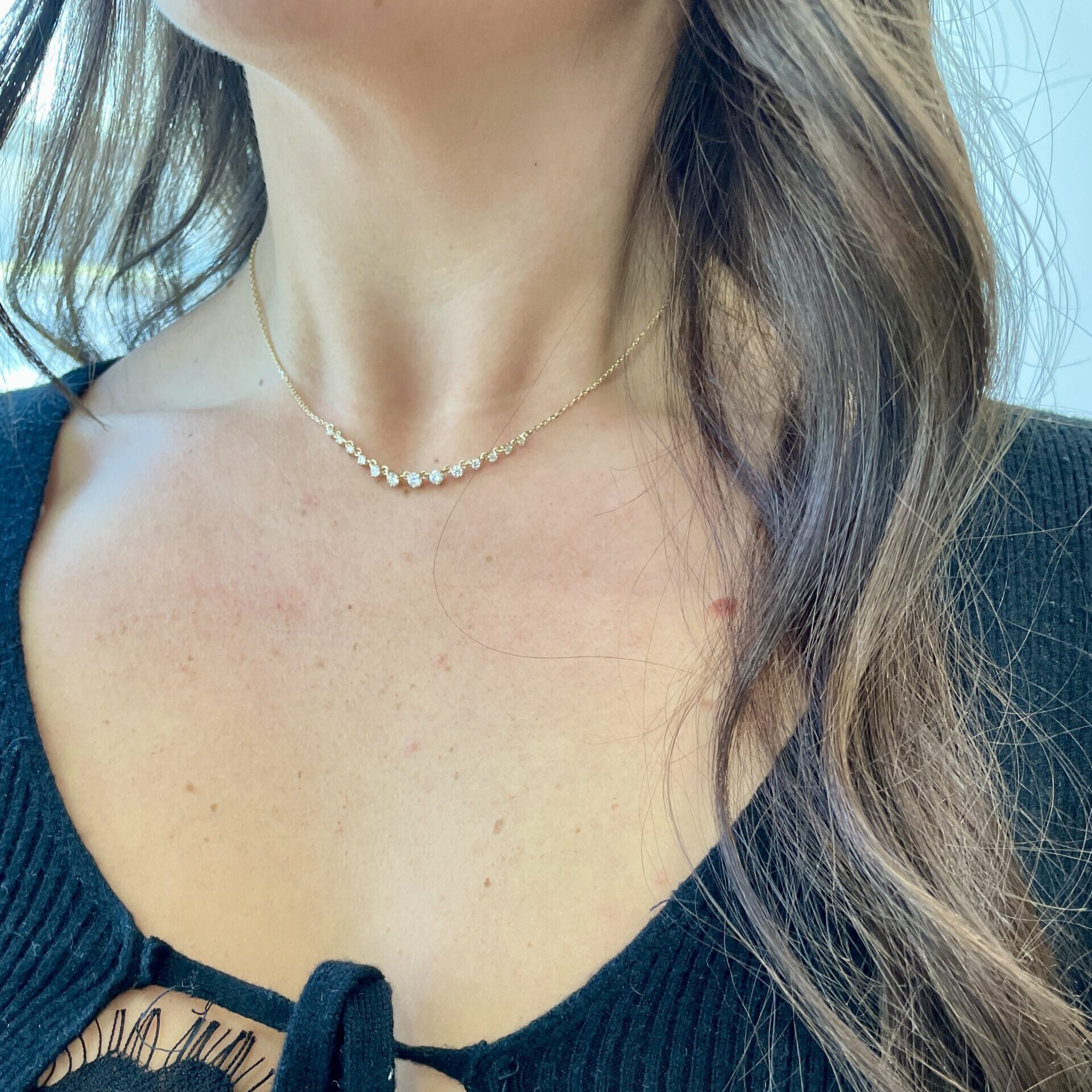 Yellow Gold Graduated Diamond Necklace