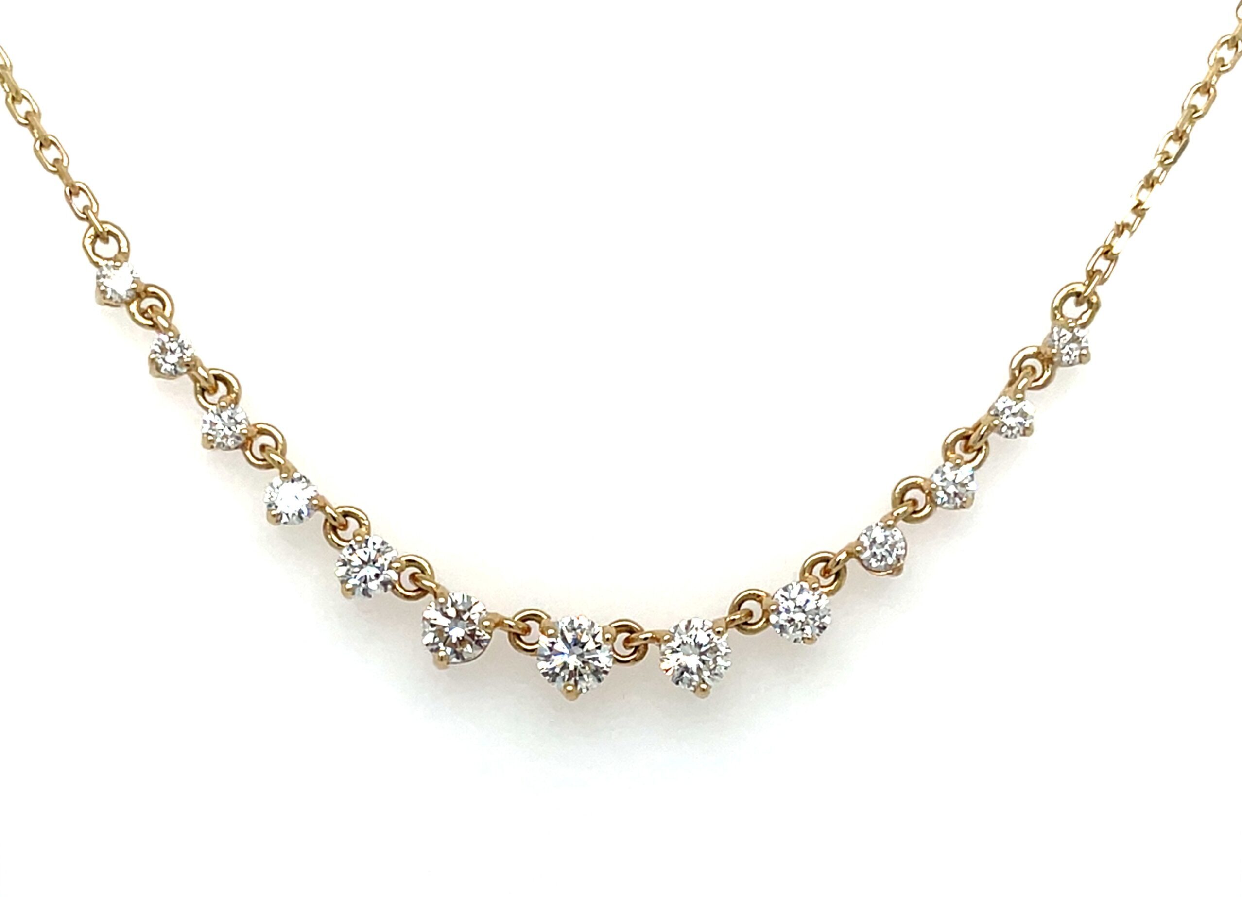 Yellow Gold Graduated Diamond Necklace
