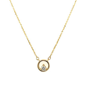 Yellow Gold Petite Diamond Circle Necklace