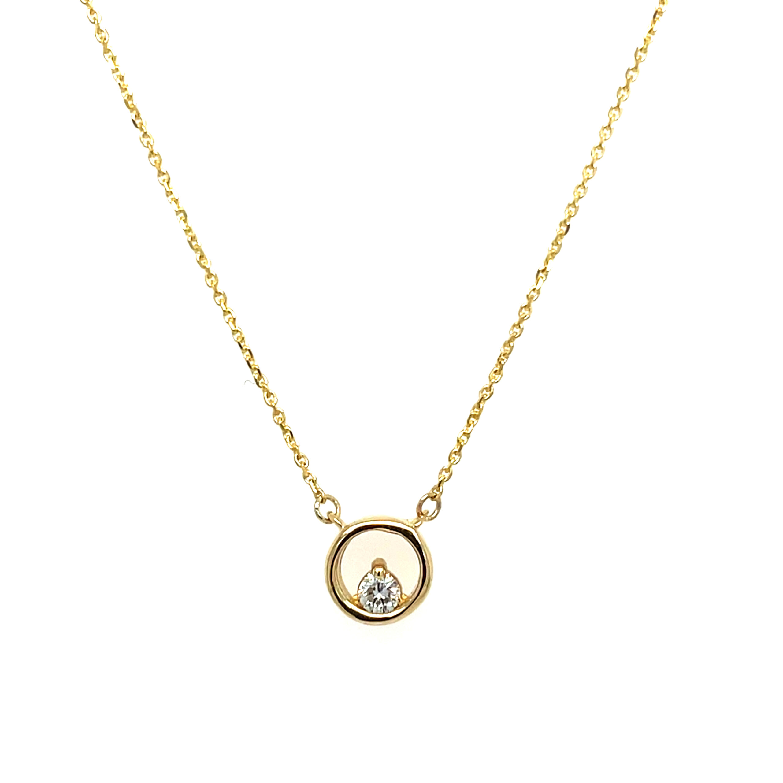 Yellow Gold Petite Diamond Circle Necklace