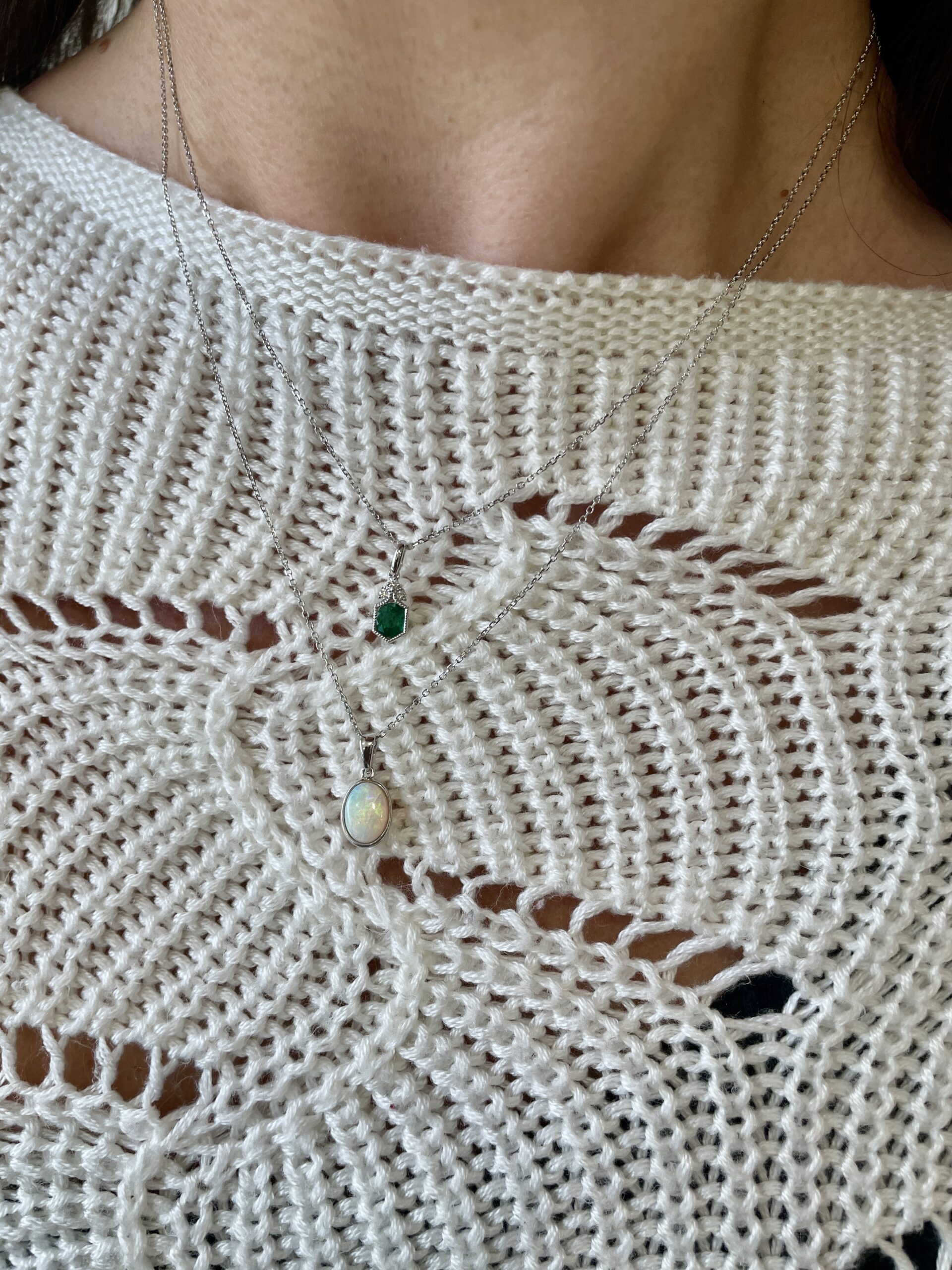 White Gold Opal Necklace