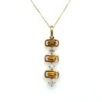 Yellow Gold Citrine and Diamond Necklace