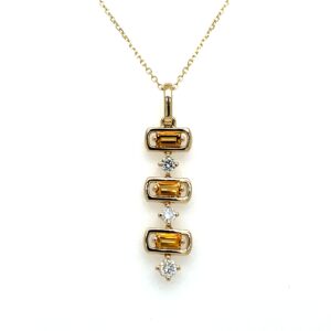 Yellow Gold Citrine and Diamond Necklace