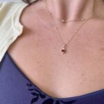 Yellow Gold Garnet Necklace with Diamonds