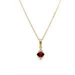 Yellow Gold Garnet Necklace with Diamonds
