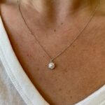 White Gold Petite Pearl and Diamond Burst Necklace