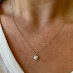 White Gold Petite Pearl and Diamond Burst Necklace