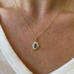 Yellow Gold Sapphire & Diamond Art Deco-Style Necklace
