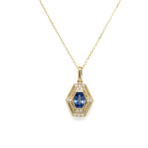 Yellow Gold Sapphire & Diamond Art Deco-Style Necklace