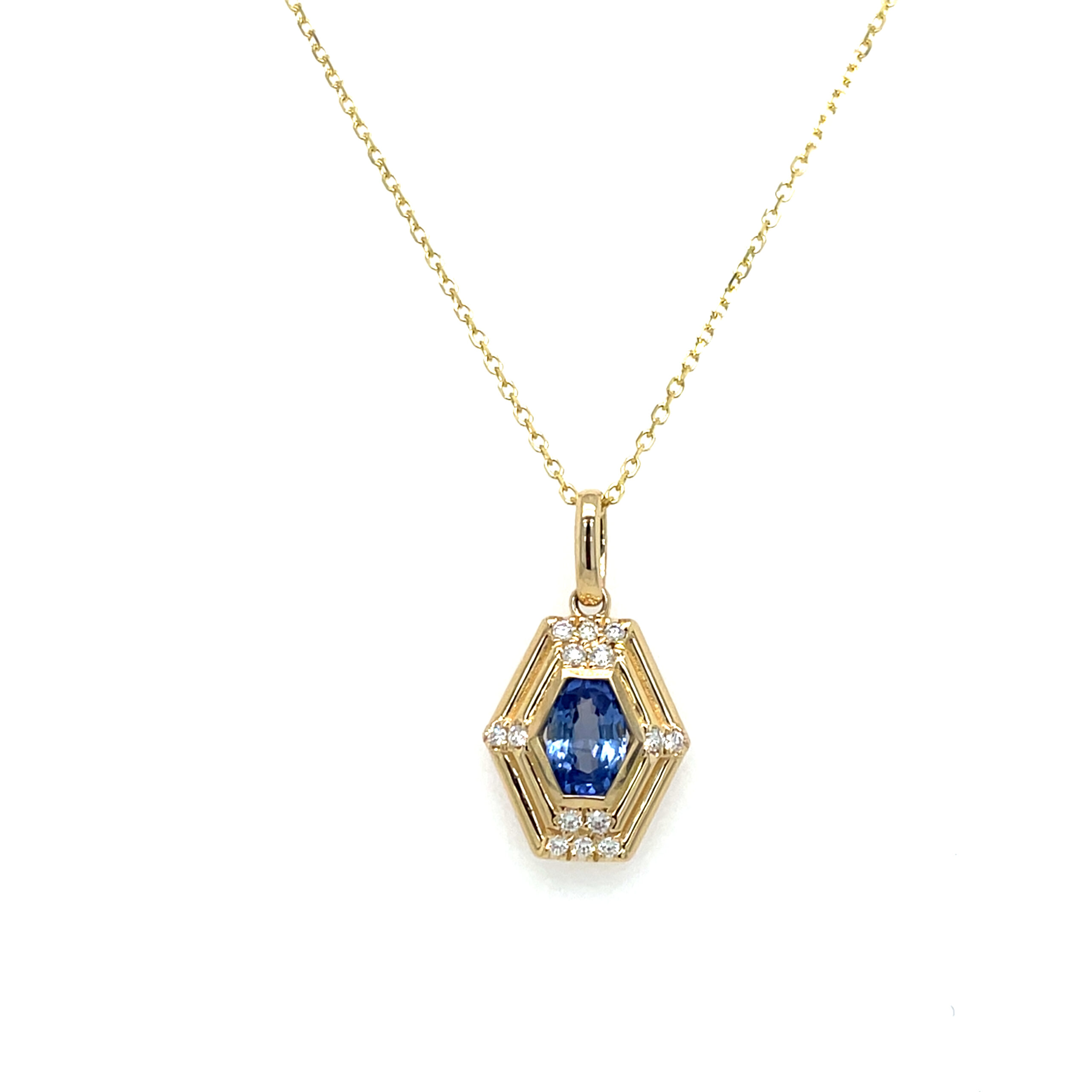 Yellow Gold Sapphire & Diamond Art Deco-Style Necklace