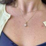 Yellow Gold Diamond Burst Pearl Necklace