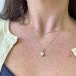 Yellow Gold Diamond Burst Pearl Necklace