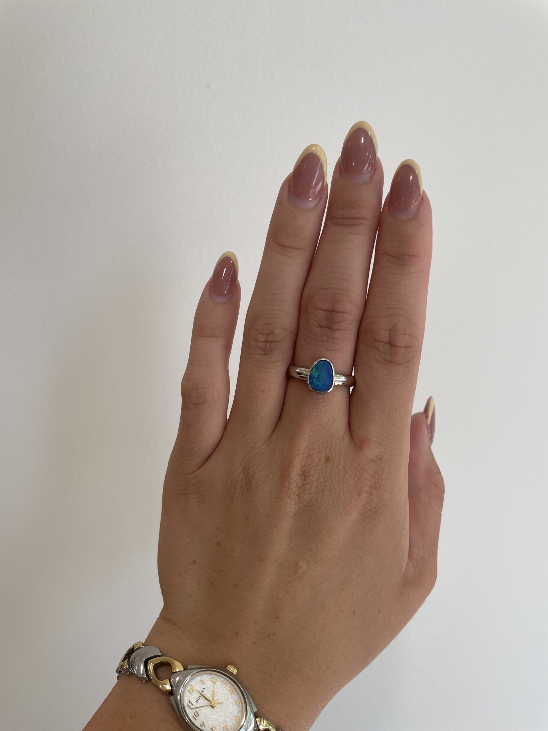 Sterling Silver Free-Form Doublet Opal Ring