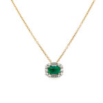 Yellow Gold Emerald Necklace with Diamonds