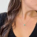 Yellow Gold Emerald Necklace with Diamonds