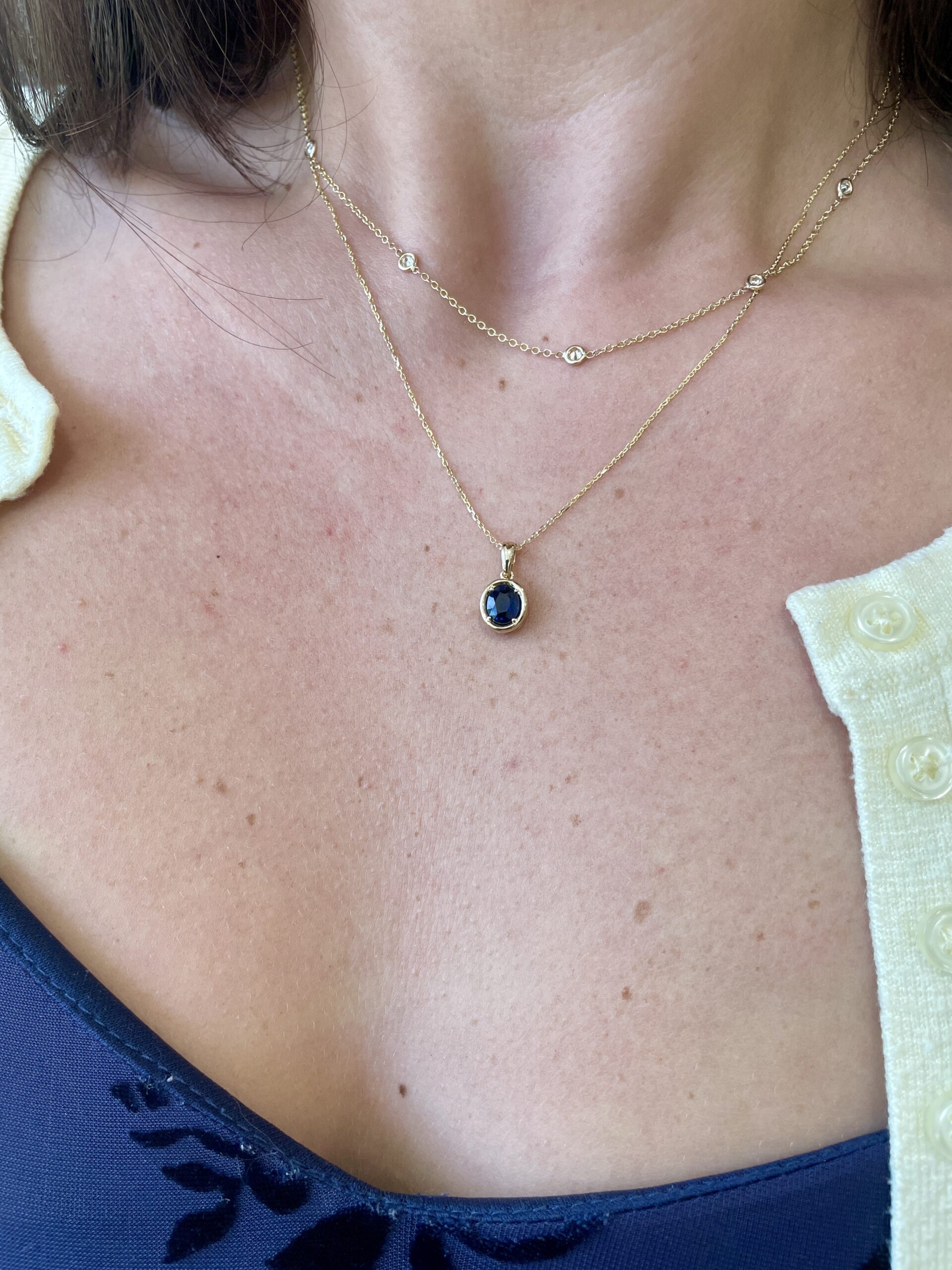 Yellow Gold Sapphire Necklace