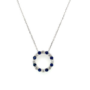 White Gold Sapphire and Diamond Necklace