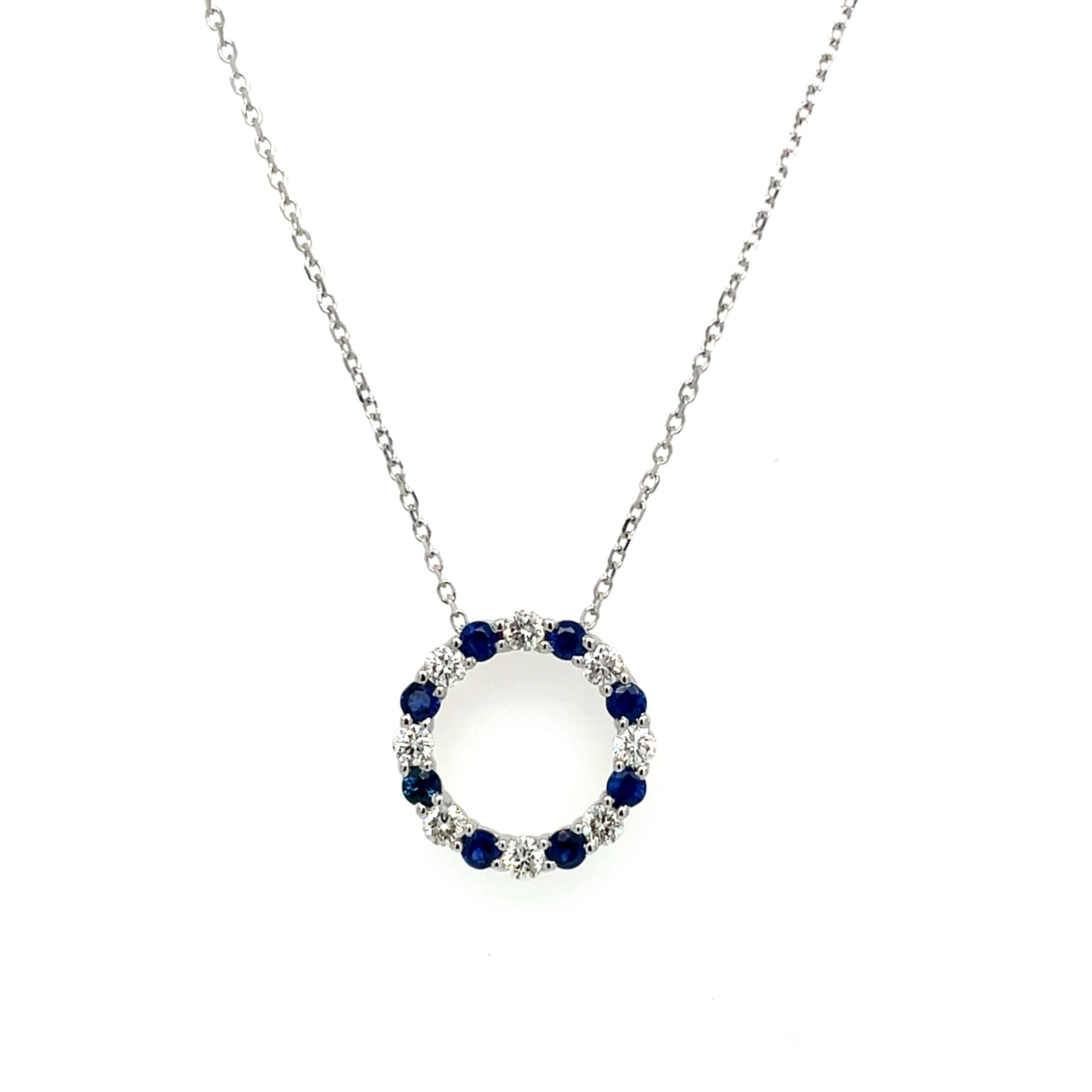 White Gold Sapphire and Diamond Necklace