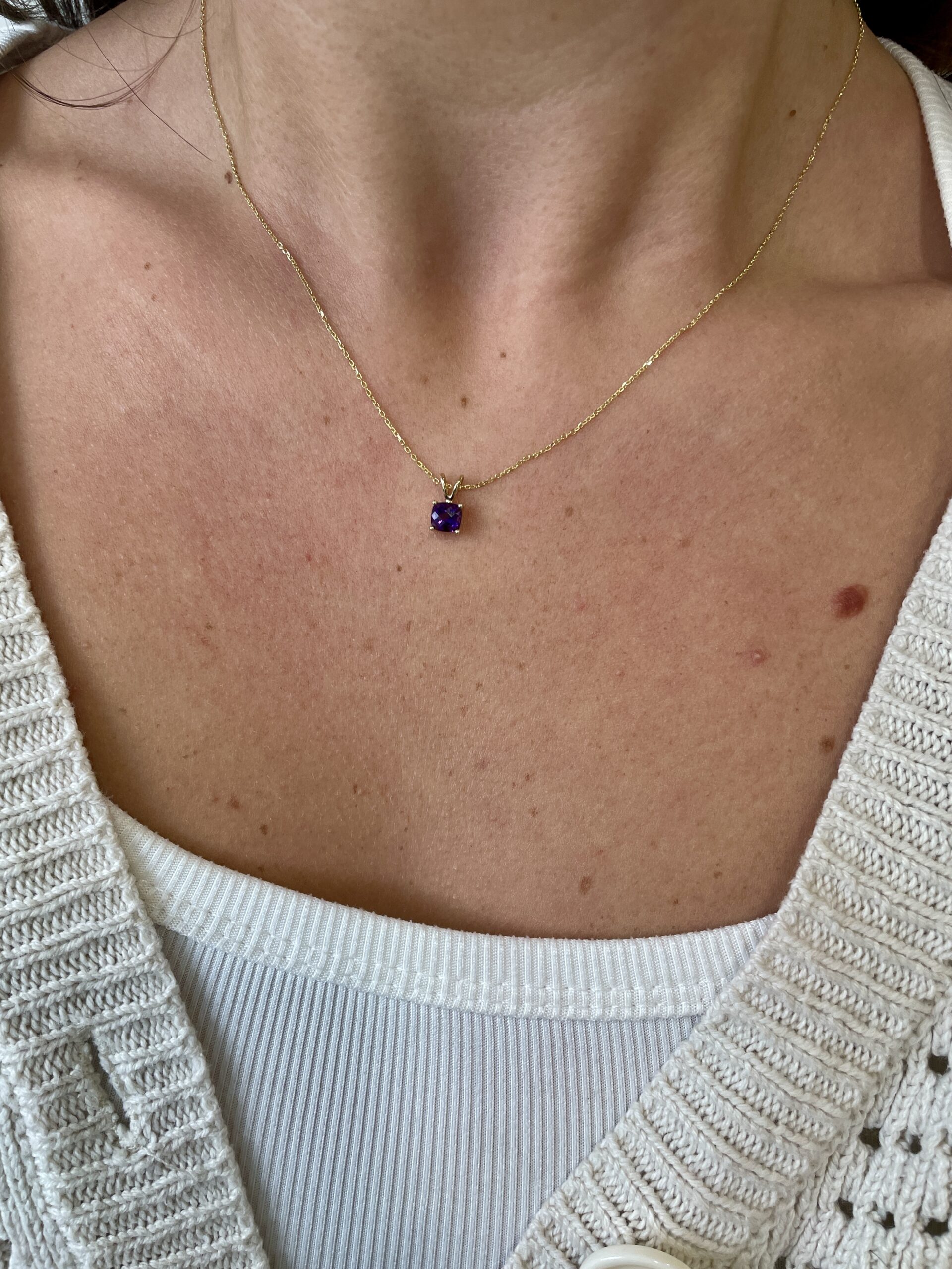Yellow Gold Amethyst Necklace