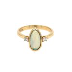 Yellow Gold Free-Form Opal Ring with Diamonds