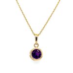 Yellow Gold Bezel-Set Amethyst Necklace