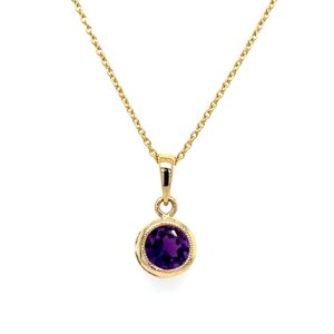 Yellow Gold Bezel-Set Amethyst Necklace