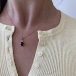 White Gold Garnet Necklace with Diamonds