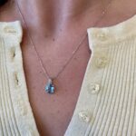 White Gold Blue Topaz Necklace with Diamonds