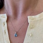 White Gold Blue Topaz Necklace with Diamonds