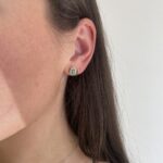 Yellow Gold Diamond Halo Emerald Stud Earrings
