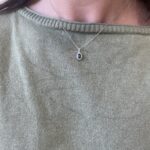 White Gold Diamond Halo Sapphire Necklace