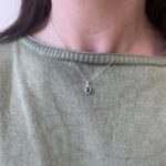 White Gold Diamond Halo Sapphire Necklace