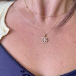Yellow Gold Opal Necklace with Diamonds