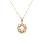 Yellow Gold Opal Necklace with Diamonds