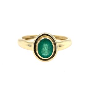 Yellow Gold Bezel-Set Emerald Ring
