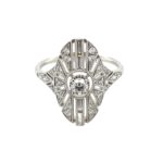 White Gold Art Deco-Style Diamond Fashion Ring