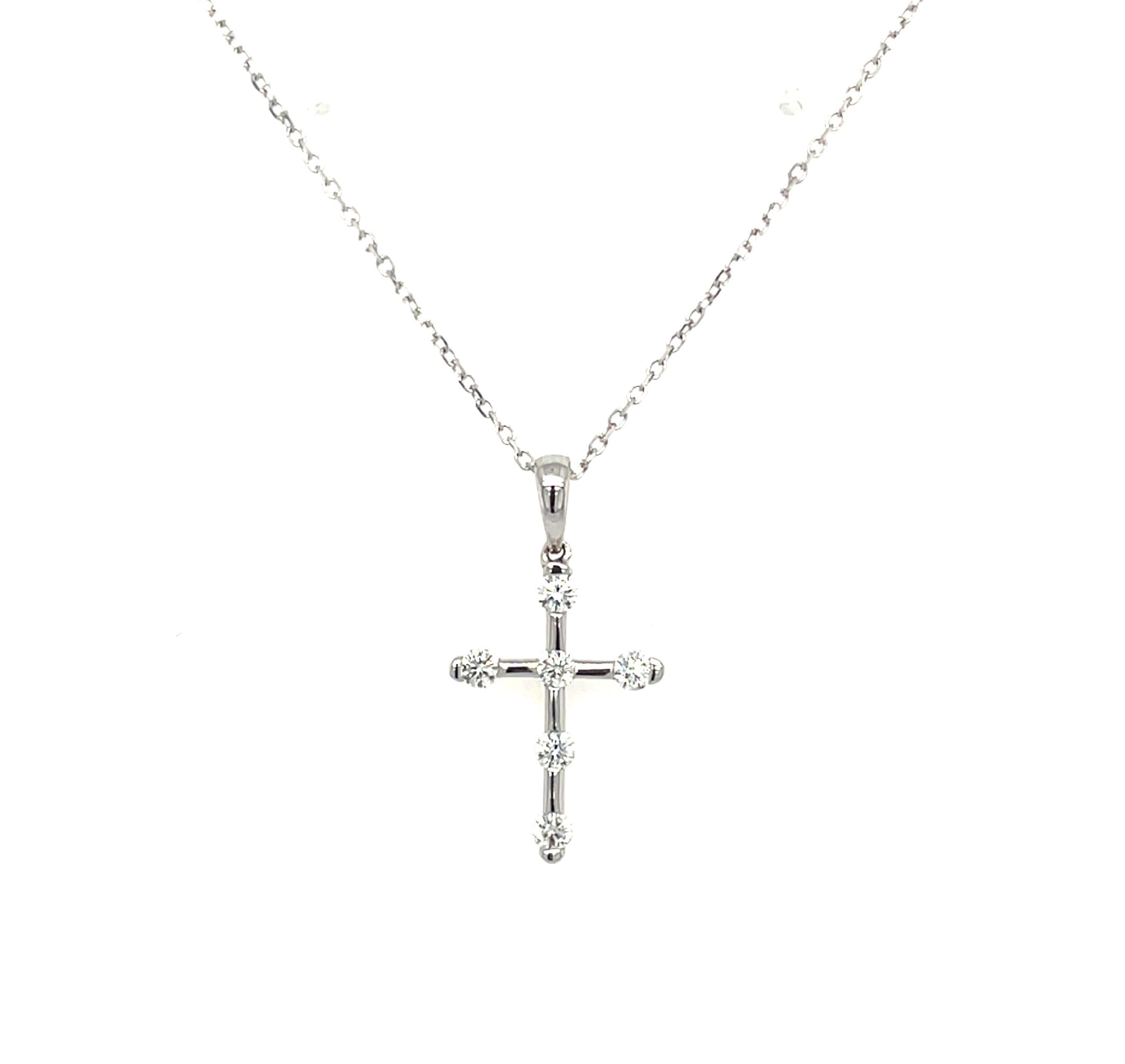 White Gold Diamond Cross Necklace
