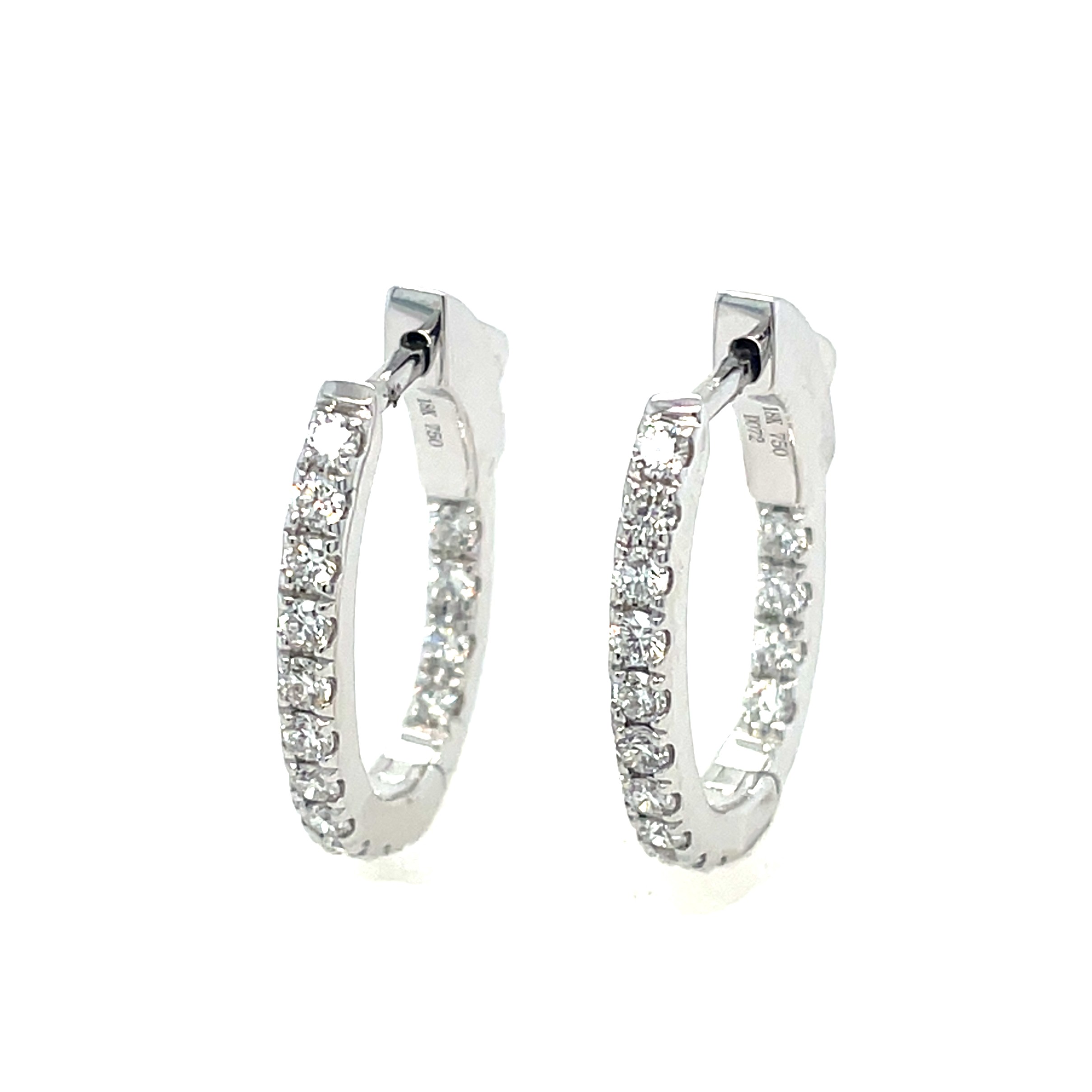 White Gold 0.72 Carat Diamond In-and-Out Hoop Earrings