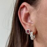 White Gold Ruby Earrings with Diamonds