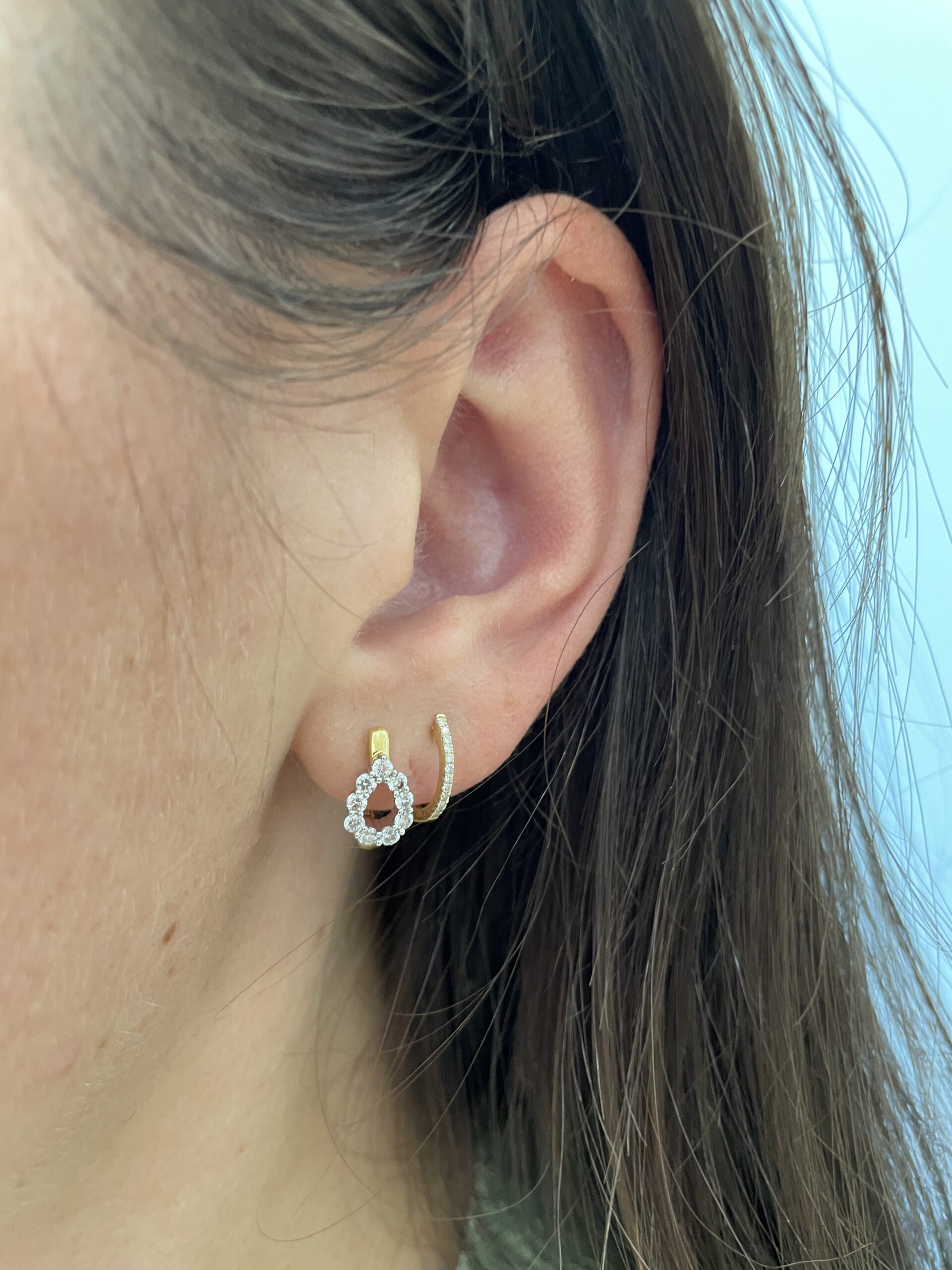 Yellow and White Gold Diamond Earrings