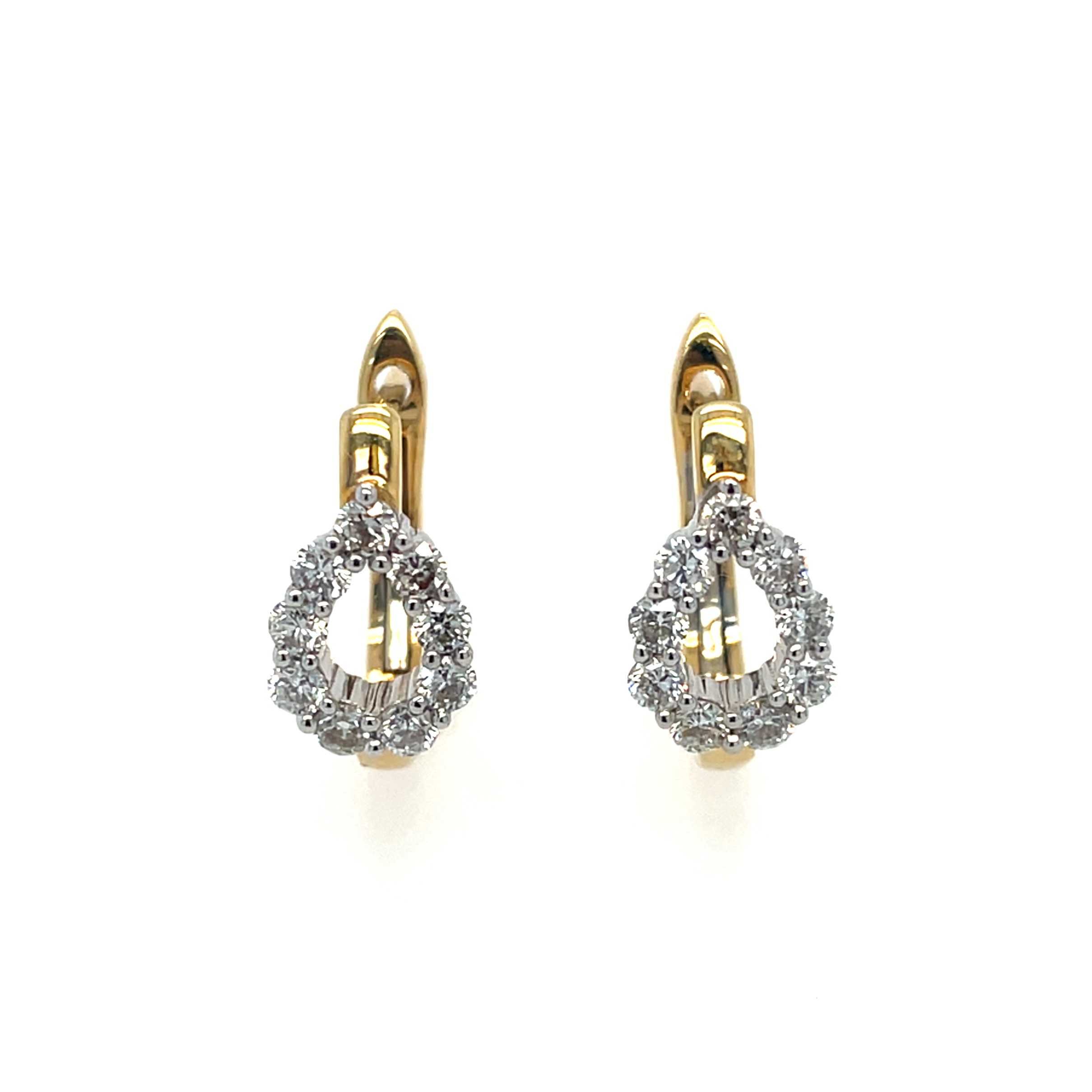 Yellow and White Gold Diamond Earrings